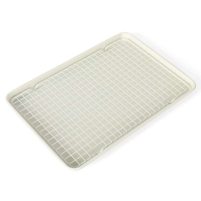 Martha Stewart Everyday Color Bake 15"X 10" Carbon Steel Cookie Sheet w/ Cooling Rack - Linen - Color Sleeve
