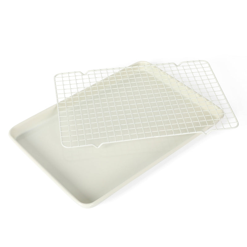 Martha Stewart Everyday Color Bake 15"X 10" Carbon Steel Cookie Sheet w/ Cooling Rack - Linen - Color Sleeve
