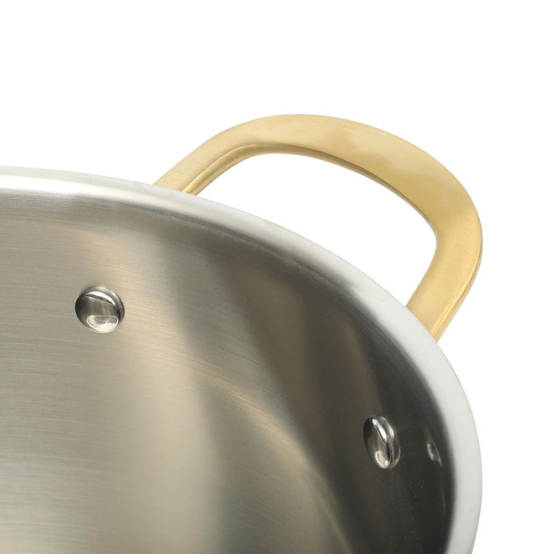 Martha Stewart Everyday Midvale 8qt Stainless Steel Stock Pot w/ Glass Lid - Gold PVD Cast Handle - Bonded Base - Color Sleeve w/ Factory Remailer