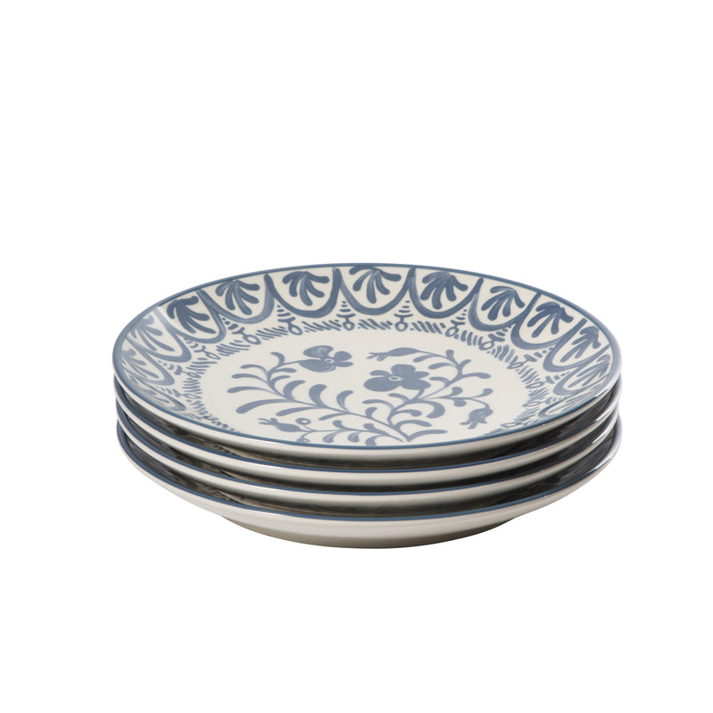 Bloomhouse Valencia Flor 4 pc 10.75" Decorated Stoneware Dinner Plate Set - Factory Remailer