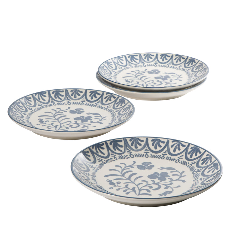 Bloomhouse Valencia Flor 4 pc 10.75" Decorated Stoneware Dinner Plate Set - Factory Remailer