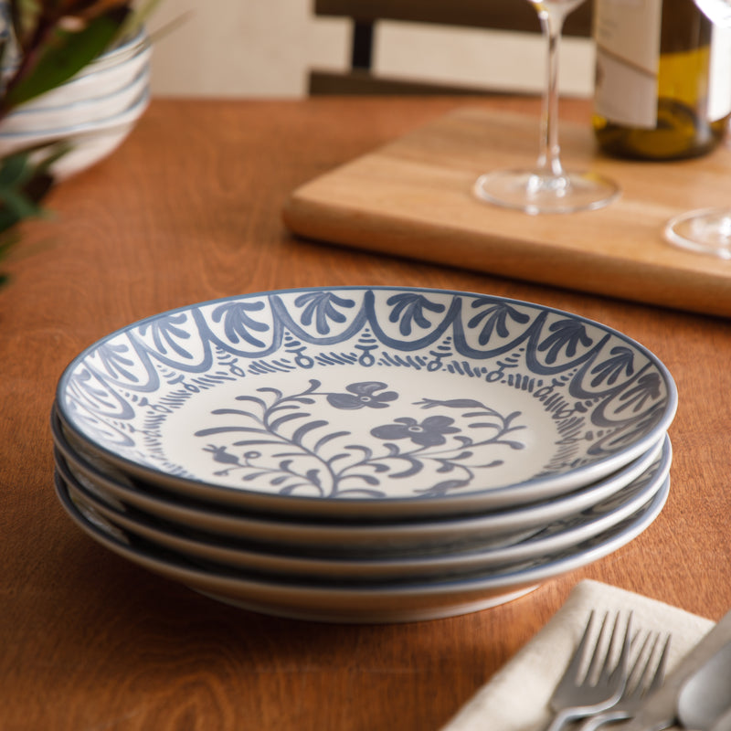 Bloomhouse Valencia Flor 4 pc 10.75" Decorated Stoneware Dinner Plate Set - Factory Remailer