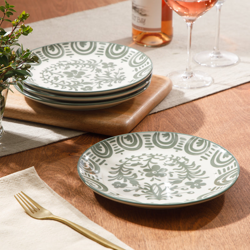 Bloomhouse Valencia Flor 4 pc 8.75" Decorated Stoneware Dessert Plate Set - Factory Remailer