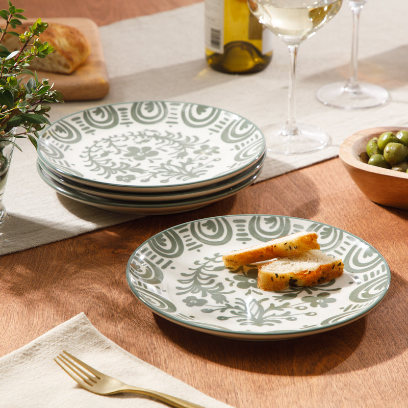 Bloomhouse Valencia Flor 4 pc 8.75" Decorated Stoneware Dessert Plate Set - Factory Remailer