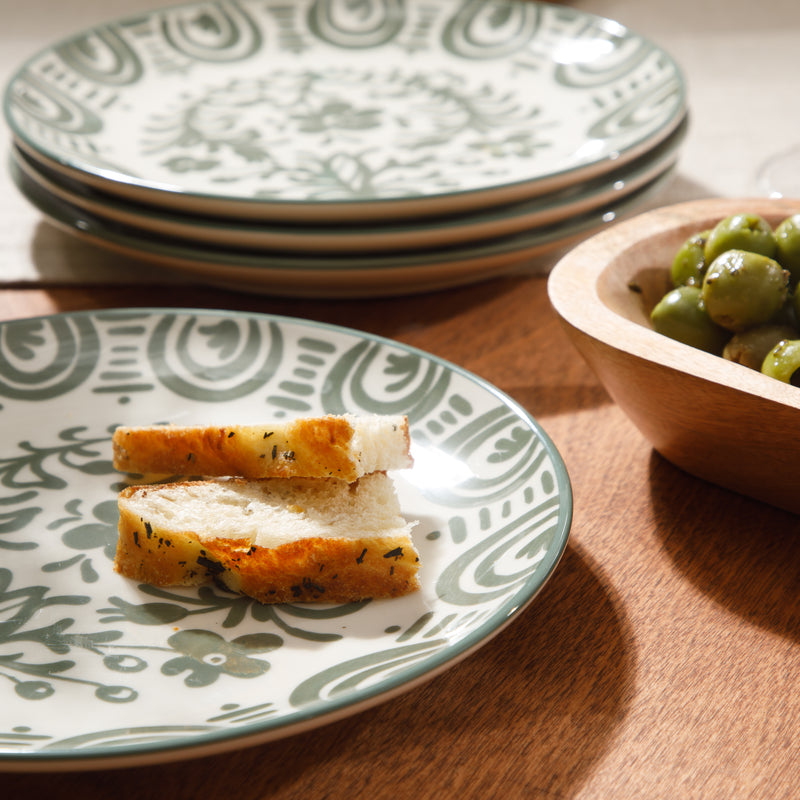 Bloomhouse Valencia Flor 4 pc 8.75" Decorated Stoneware Dessert Plate Set - Factory Remailer