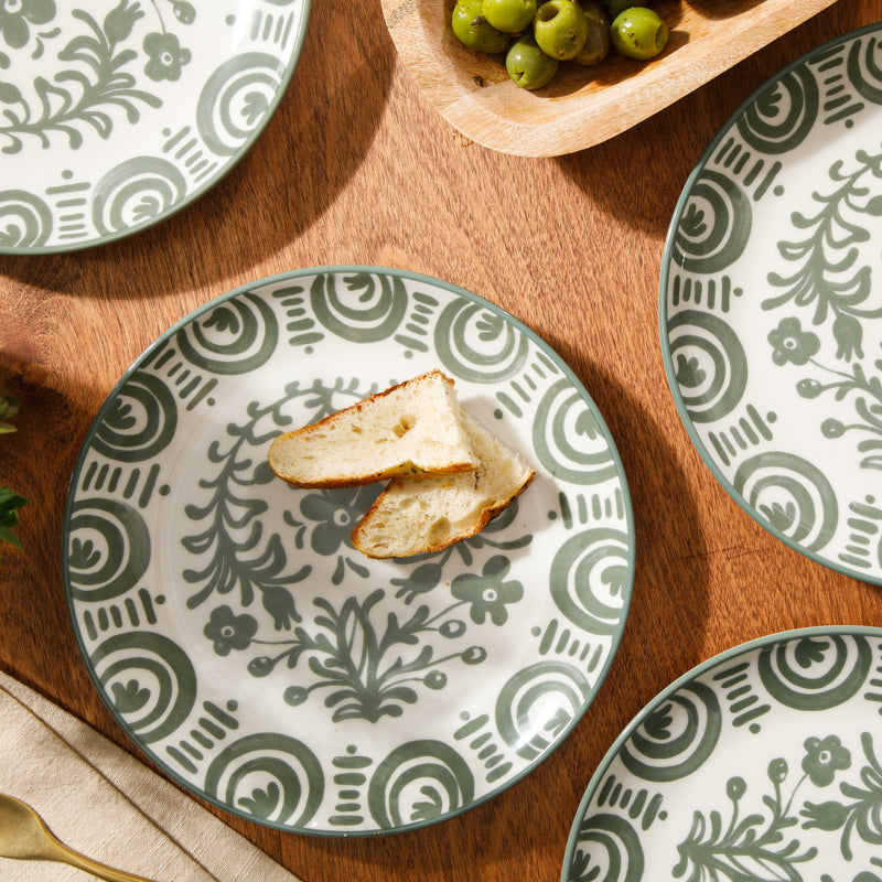 Bloomhouse Valencia Flor 4 pc 8.75" Decorated Stoneware Dessert Plate Set - Factory Remailer
