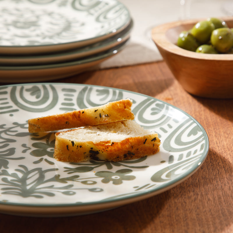 Bloomhouse Valencia Flor 4 pc 8.75" Decorated Stoneware Dessert Plate Set - Factory Remailer