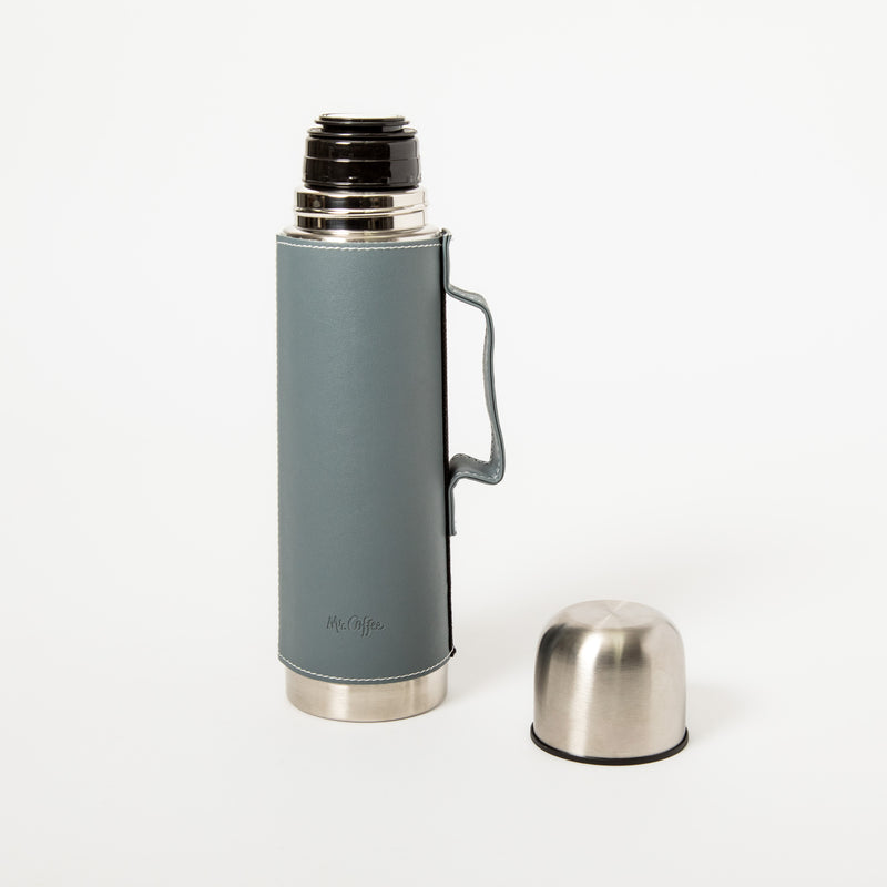 Mr. Coffee Leatherette 23oz Stainless Steel Double Wall Thermal Bottle w/ Lid & PU Handle - Black - Open Stock