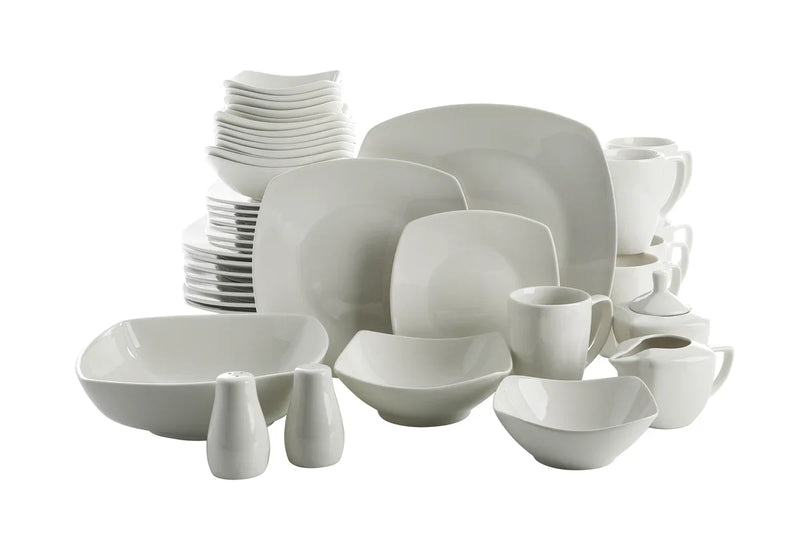 Gibson Home Zen Buffetware 39pc Dinnerware Set - White - Square - Fine Ceramic - Gift Box