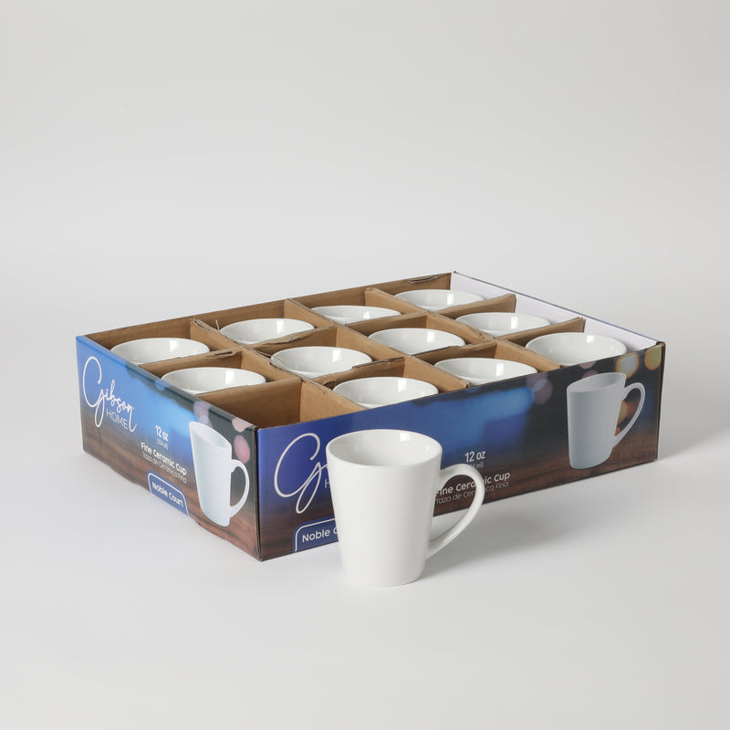 Gibson Home Noble Court 12oz Cup in PDQ - White - Fine Ceramic - PDQ