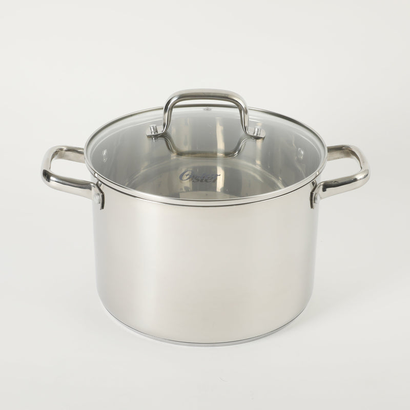 Oster Adenmore 8qt Stainless Steel Stock Pot w/ Tempered Glass Lid - Brushed - T-Box