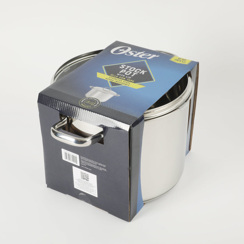 Oster Adenmore 12qt Stainless Steel Stock Pot w/ Tempered Glass Lid - Brushed - T-Box