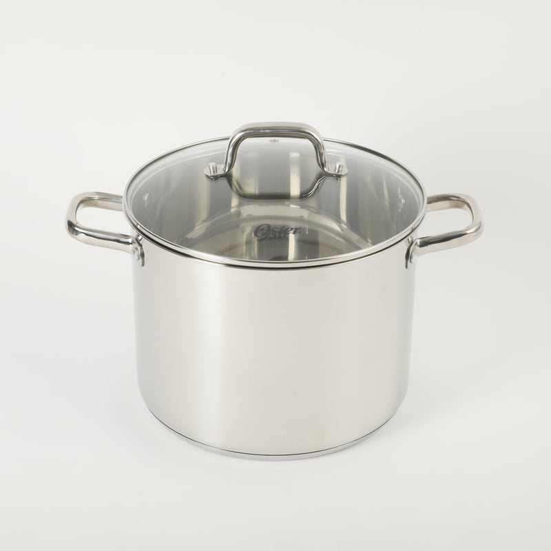 Oster Adenmore 12qt Stainless Steel Stock Pot w/ Tempered Glass Lid - Brushed - T-Box