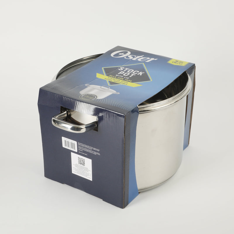 Oster Adenmore 16qt Stainless Steel Stock Pot w/ Tempered Glass Lid - Brushed - T-Box