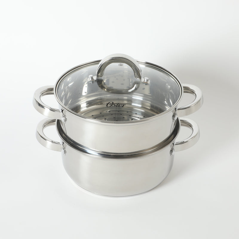 Oster Sangerfield 3qt Stainless Steel Steamer Set w/ Lid & Steamer Insert - Mirror Finish - Gift Box
