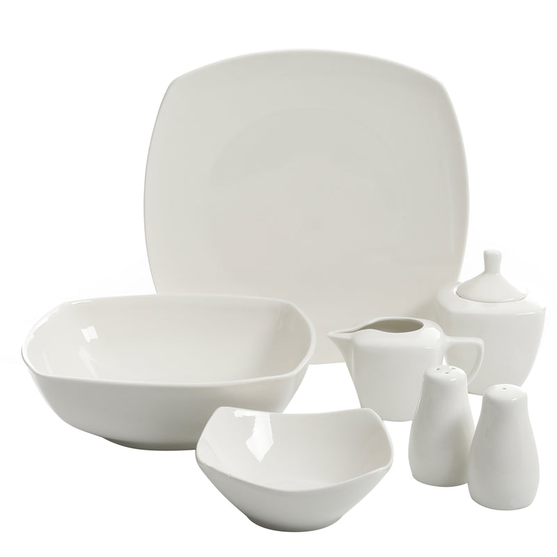 Gibson Home Zen Buffetware 39pc Dinnerware Set - White - Square - Fine Ceramic - Gift Box