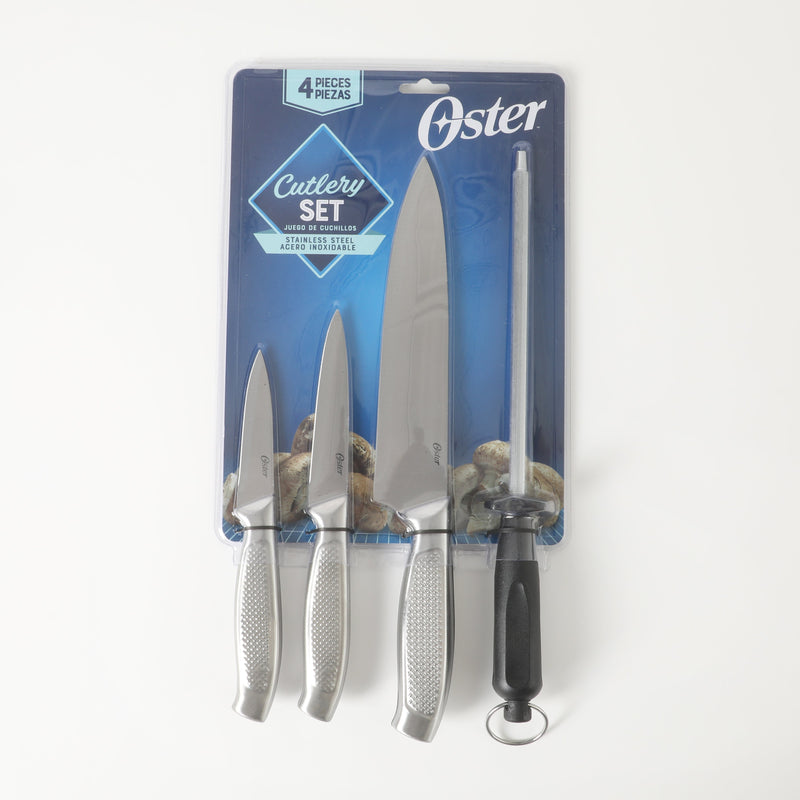 Oster Edgefield 4pc Stainless Steel Cutlery Set - Clam Pack