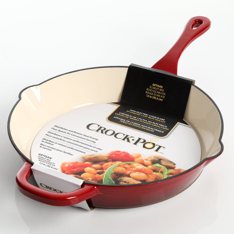 Crock-Pot Artisan 12" Enamel Cast Iron Skillet- Round - Color Sleeve