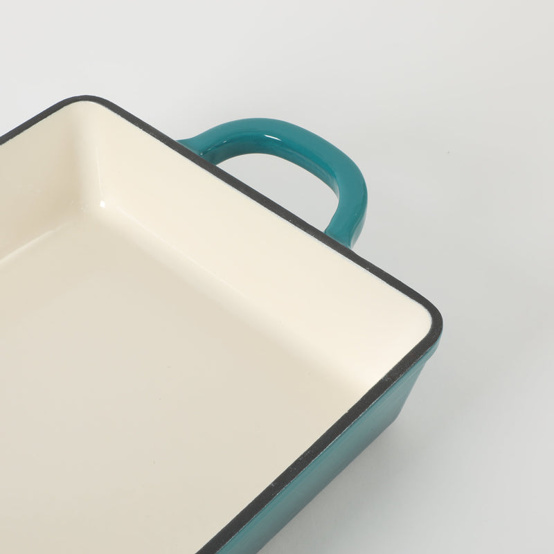 Crock-Pot Artisan 13" Enamel Cast Iron Lasagna Pan - Rectangle - Color Sleeve - Teal Ombre