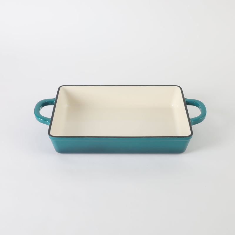 Crock-Pot Artisan 13" Enamel Cast Iron Lasagna Pan - Rectangle - Color Sleeve - Teal Ombre