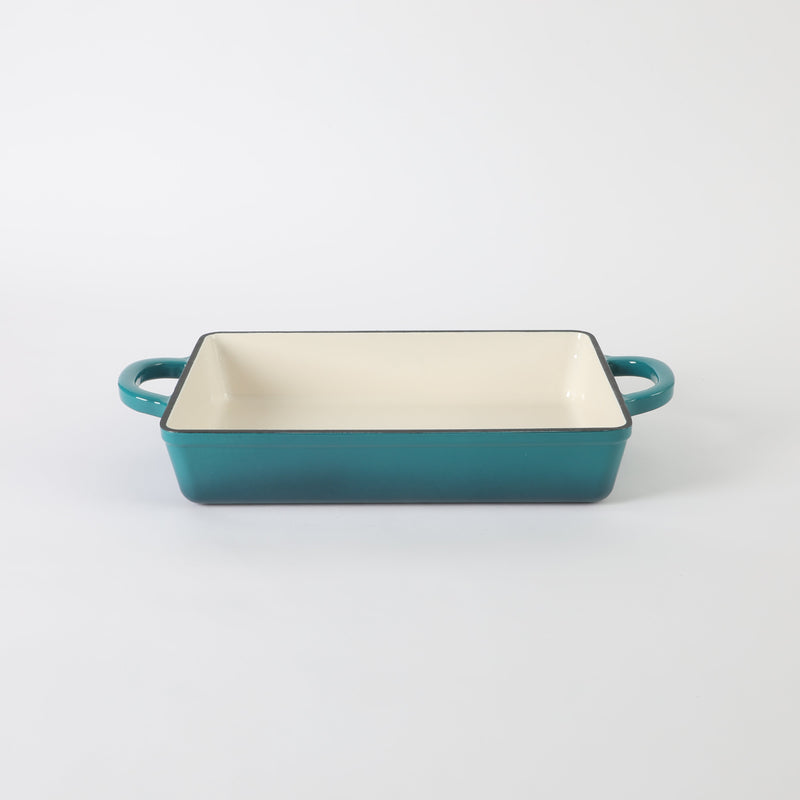 Crock-Pot Artisan 13" Enamel Cast Iron Lasagna Pan - Rectangle - Color Sleeve - Teal Ombre