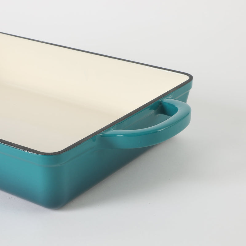 Crock-Pot Artisan 13" Enamel Cast Iron Lasagna Pan - Rectangle - Color Sleeve - Teal Ombre