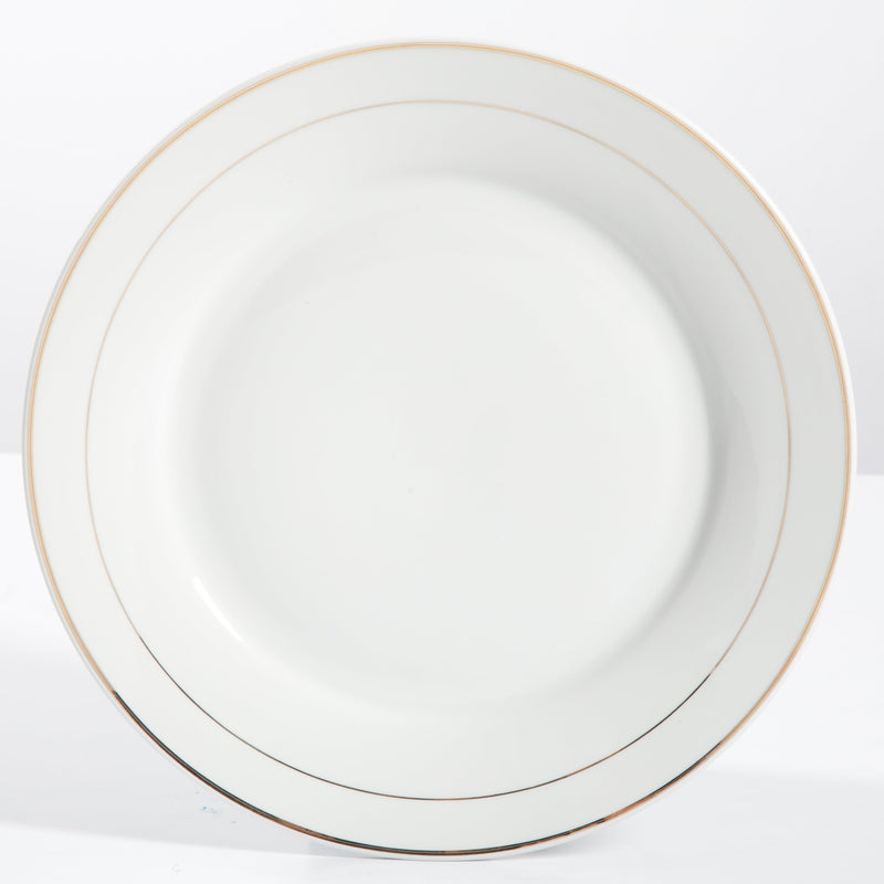 Gibson Home Palladine 16pc Dinnerware Set - Double Gold Banded - 1 mm Inner & 2 mm Outer Banded - Decorated - Fine Ceramic - Gift Box