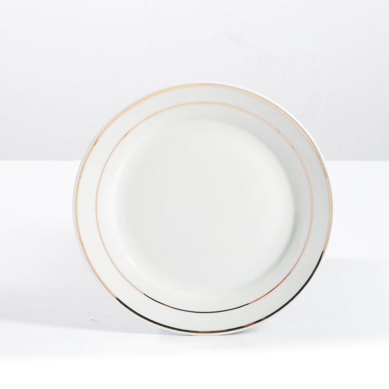 Gibson Home Palladine 16pc Dinnerware Set - Double Gold Banded - 1 mm Inner & 2 mm Outer Banded - Decorated - Fine Ceramic - Gift Box