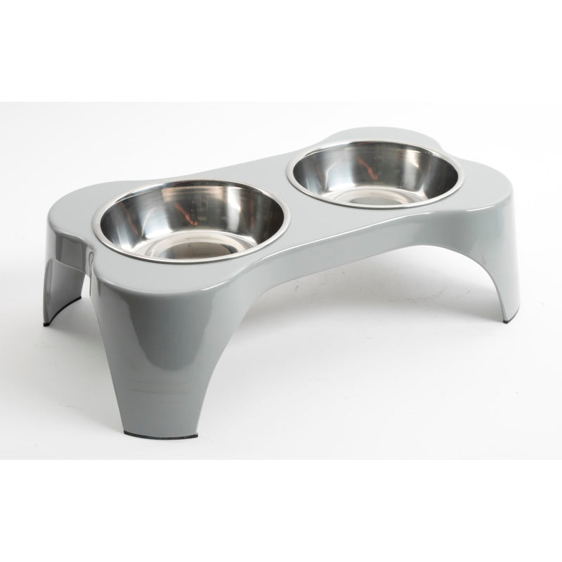 Gibson Home Bow Wow Meow 3pc Stainless Steel Pet Bowl w/ Elevated Holder - Open Stock