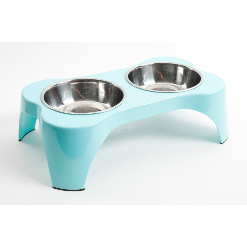 Gibson Home Bow Wow Meow 3pc Stainless Steel Pet Bowl w/ Elevated Holder - Open Stock