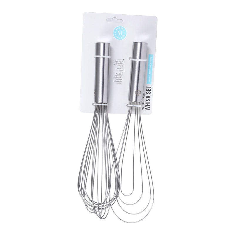 Martha Stewart Richburn 2pc 12" Stainless Steel Balloon Whisk & Flat Whisk Set - Tie Card