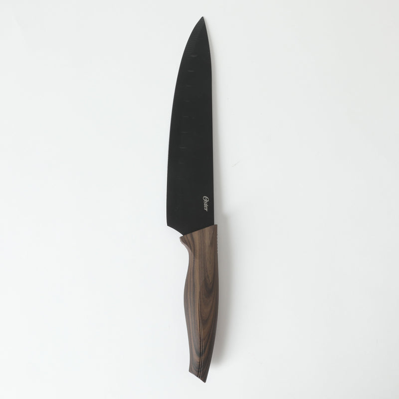Oster Godfrey 5pc Stainless Steel Cutlery Set - Black Blade - PP Wood Look Handle - Clam Pack