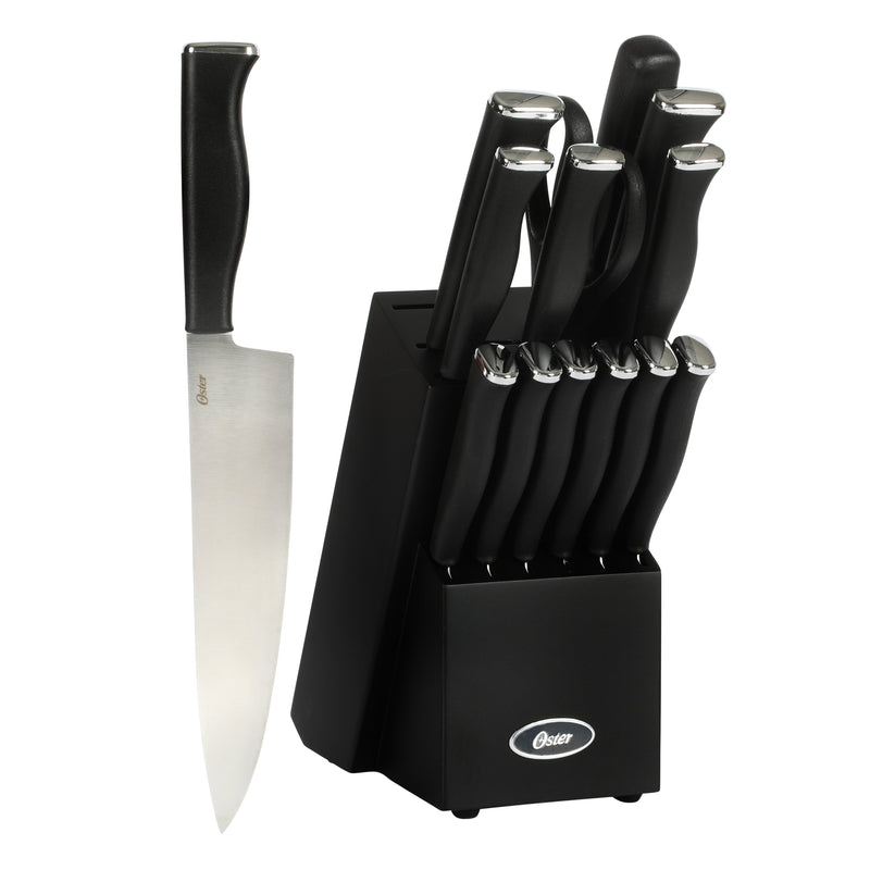 Oster Langmore 15pc Stainless Steel Cutlery Set w/ Black Block - PP Handle - Gift Box