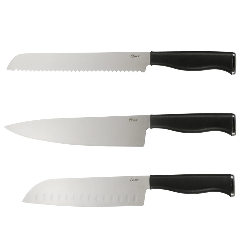 Oster Langmore 15pc Stainless Steel Cutlery Set w/ Black Block - PP Handle - Gift Box