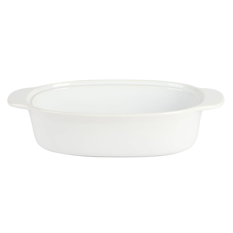 Gibson Elite Gracious Dining 2.2qt Stoneware Bakeware w/ Lid & Metal Rack - White - Oval - Gift Box