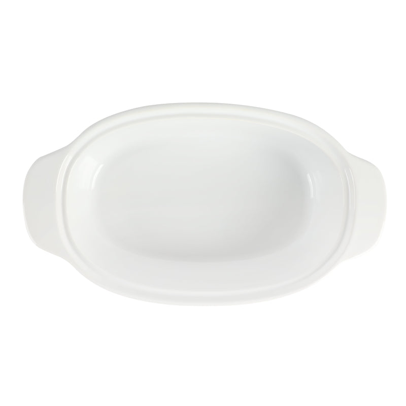 Gibson Elite Gracious Dining 2.2qt Stoneware Bakeware w/ Lid & Metal Rack - White - Oval - Gift Box