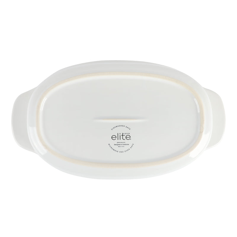 Gibson Elite Gracious Dining 2.2qt Stoneware Bakeware w/ Lid & Metal Rack - White - Oval - Gift Box