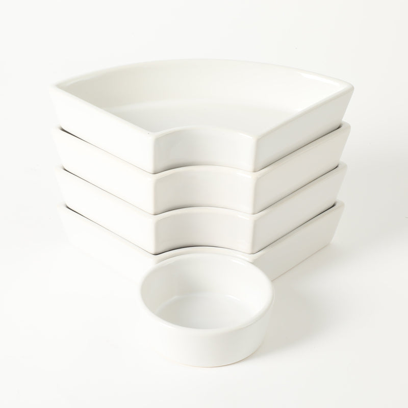 Gibson Elite Gracious Dining 5pc Tidbit Dishes w/ Rotatable MDF Wood Base - White - Stoneware - Gift Box