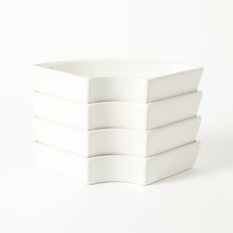 Gibson Elite Gracious Dining 5pc Tidbit Dishes w/ Rotatable MDF Wood Base - White - Stoneware - Gift Box