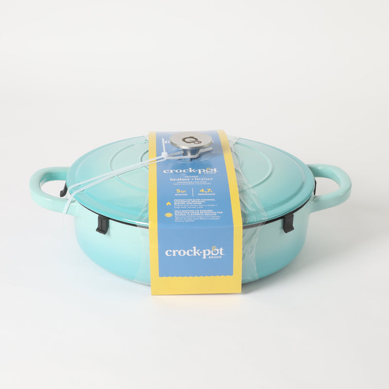 Crock-Pot Artisan 5qt Enamel Cast Iron Braiser Pan w/ Lid - Round - Color Sleeve w/ Remailer