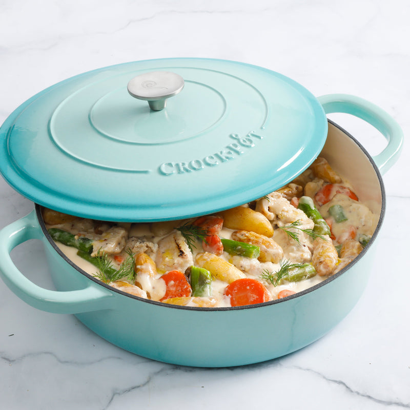 Crock-Pot Artisan 5qt Enamel Cast Iron Braiser Pan w/ Lid - Round - Color Sleeve w/ Remailer