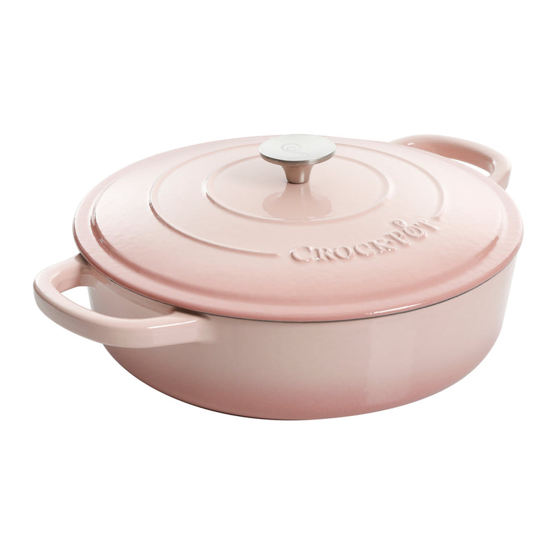 Crock-Pot Artisan 5qt Enamel Cast Iron Braiser Pan w/ Lid - Round - Color Sleeve w/ Remailer (Blush Pink)