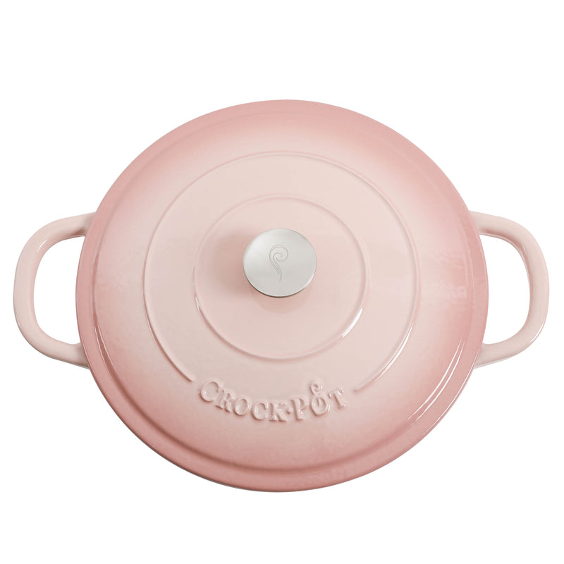 Crock-Pot Artisan 5qt Enamel Cast Iron Braiser Pan w/ Lid - Round - Color Sleeve w/ Remailer (Blush Pink)