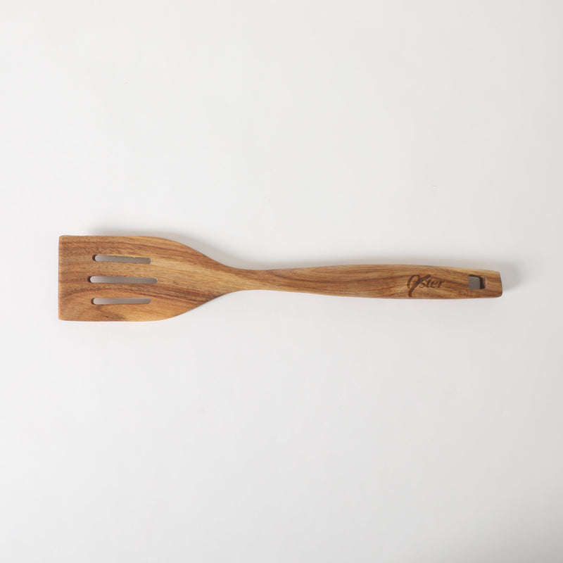 Oster Ingram Acacia Wood Slotted Turner - Tie Card
