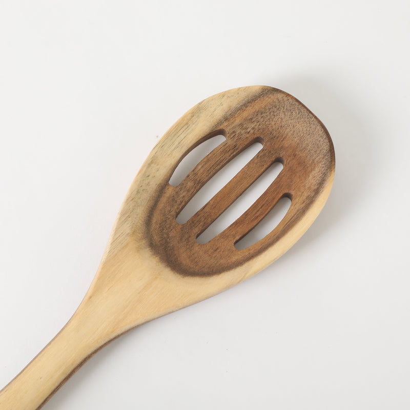 Oster Ingram Acacia Wood Slotted Spoon - Tie Card