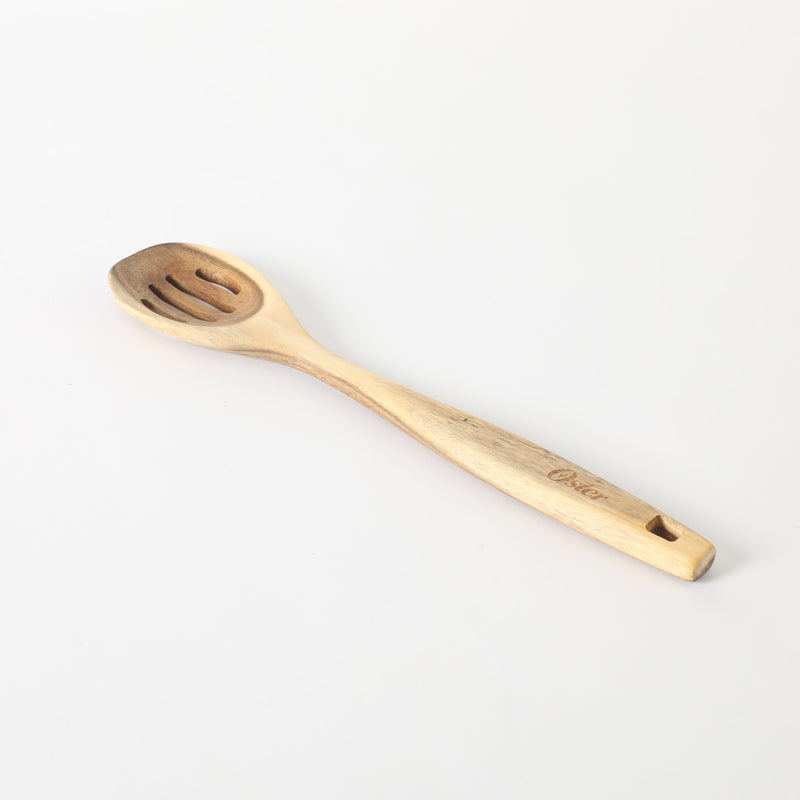 Oster Ingram Acacia Wood Slotted Spoon - Tie Card