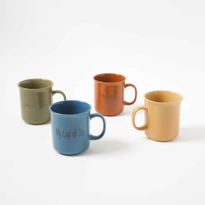 Gibson Home Thoughtful Morning 26oz Cup - 4 Assorted Designs - Solid Color - Stoneware - Open Stock