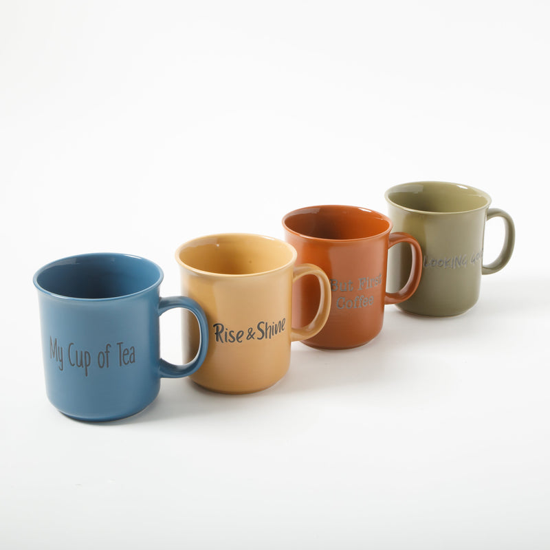 Gibson Home Thoughtful Morning 26oz Cup - 4 Assorted Designs - Solid Color - Stoneware - Open Stock