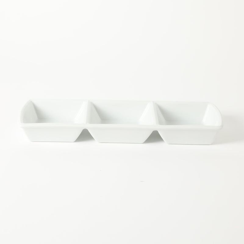 Gibson Elite Gracious Dining 3pc Tidbit Dish w/ Acacia Wood Base - White - Fine Ceramic - Gift Box
