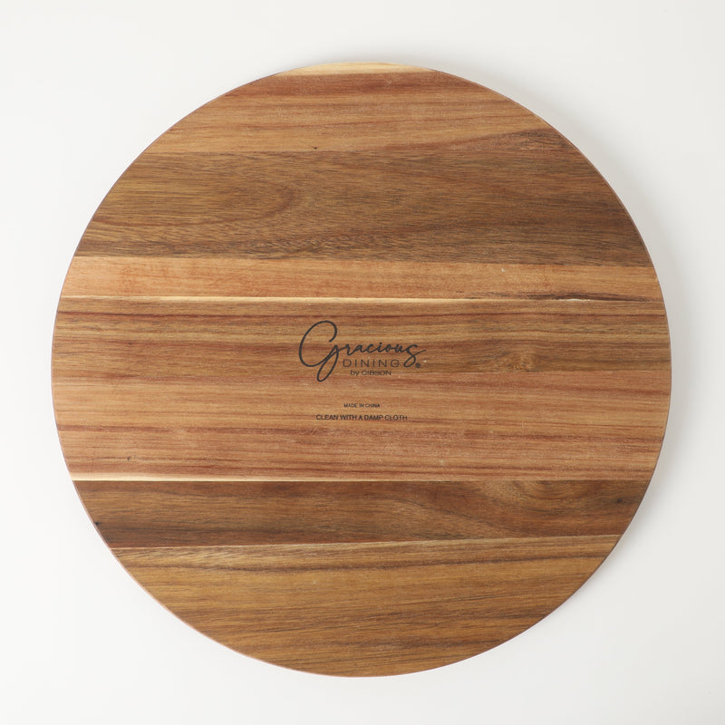 Gibson Elite Gracious Dining 3pc Tidbit Dish w/ Acacia Wood Base - White - Fine Ceramic - Gift Box